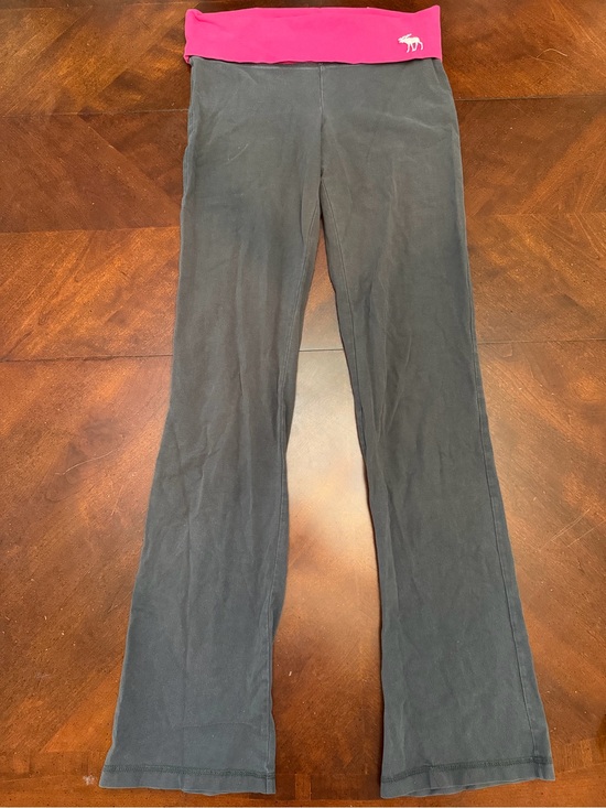 Abercrombie & Fitch Pants - Abercrombie & Fitch Y2K Vintage Bright Pink Fold-Over Waistband Gray Yoga Pants